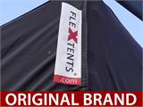 Snabbtält FleXtents Steel 4x6m Svart, inkl. 8 dekorativa gardiner